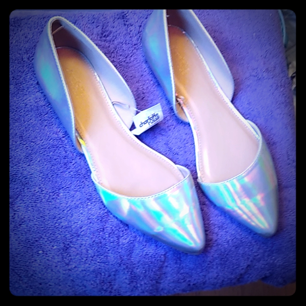 holographic shoes flats pointy toe new